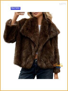 Women's Faux Fur Coat Fluffy Shaggy Open Front Long Sleeve Winter Coat